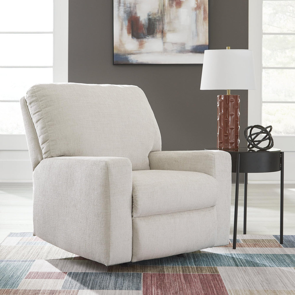 Signature Design by Ashley Aviemore Modern Manual Rocker Recliner, White Signature Design by Ashley