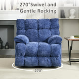 Pationate Oversized Rocker Recliner Chair,Power Swivel Recliner for Living Room,Overstuffed Extra Wide Rocking Recliners with Breathable Soft Fabric,Up to 350lbs (Power, Blue) Pationate