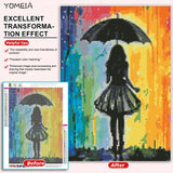 YOMEIA 5D Diamond Painting Kit for Adults - Full Drill Round Diamonds Art with Elegant Girl in Rain (16x12 inch) DIY Craft for Stress Relief, Home Wall Decor & Gift for Women Beginners YOMEIA