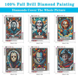 WUDWL 6 Pack Halloween Diamond Art Kits for Adults Beginners,Horror Diamond Painting Kits for Adults,5D Full Drill DIY Diamond Dot Gem Art Kit Wall Home Decor Arts Craft 12x16 inch WUDWL