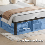 VIPSHOW 18 Inch Queen Bed Frame, 3500Lbs Heavy Duty Metal Platform with Round Corner Legs Mattress Slide Stopper, Steel Slat Support No Box Spring Needed, Noise Free, Non-Slip, Easy Assembly VIPSHOW