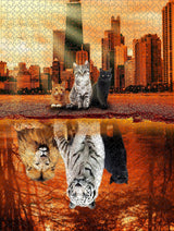 Jigsaw Puzzles 1000 Pieces Puzzles for Adults, Cat Tiger Puzzle Animal Adult Toys, 27x20 Unique Difficult and Challenge Large Puzzle Game Toys Gift Lzbabyily