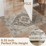 Tangsoo 2x6 Washable Runner Rug for Hallways, Non Slip Vintage Runner Rug, Soft Low Pile Long Rug Runner, Print Distressed Brown/Grey Carpet Runners for Kitchen Bedroom Entryway Bathroom Living Room Tangsoo