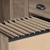 Sauder Harbor View Desk W/hutch, L: 62.13" x W: 23.39" x H: 57.52", Salt Oak Finish Sauder