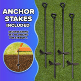 Sportspower™ Rosemont Wooden Swing Set with 8' Slide, 2 Adjustable Swings, Trapeze, Play Fort with Rock Climber, Sandbox, Picnic Table, Chalk Tarp & Anchor Kit, Outdoor Playset for Kids Ages 3–8 Sportspower