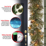 National Tree Company Pre-Lit Artificial Christmas Garland, Green, Glittery Bristle Pine, White Lights, Decorated with Pine Cones, Battery Operated, Christmas Collection, 6 Feet National Tree Company