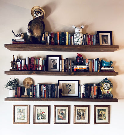 Joel's Antiques - 60 Inch Wooden Floating Shelves for Wall - Made of Natural Wood - Long Heavy Duty Rustic Fireplace Mantel & Book Shelf - Perfect for Living Room - Mocha 60x10x2 in