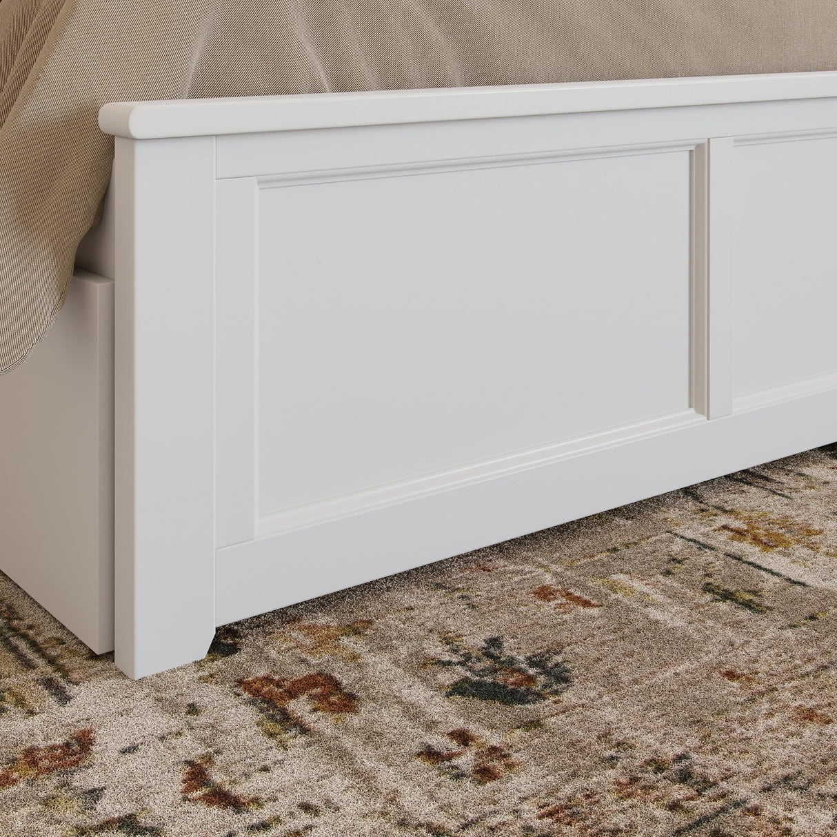 AFI, Madison King Platform Bed with Matching Footboard and Twin XL Trundle, White AFI