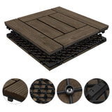 Yaheetech 27PCS Wooden Flooring Patio Deck Tiles Interlocking Tiles Patio Solid Wood and Plastic Indoor&Outdoor 12 x 12in, Black Yaheetech