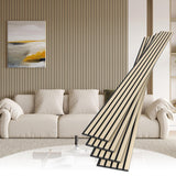 POHARE 4 Pack Wood Slat Wall Wood Paneling,95 x 8 in Soundpoof Wooden Engineered Wood Slat Wall Panels,Stylish Acoustic Wall Panels for Interior Wall Decor with Felt Backing,Natural POHARE