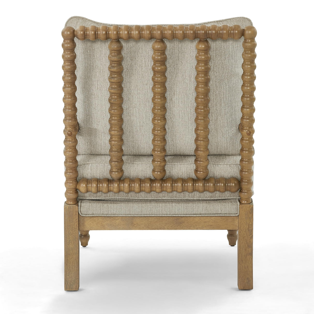 Morden Fort Linen Fabric Spindle Accent Chair with Wood Frame, French Style Accent Chairs with Padded Spring Seat and Armrest Pads, Brushed Base for Living Room Bedroom Farmhouse Office Balcony(Beige) Morden Fort