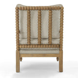 Morden Fort Linen Fabric Spindle Accent Chair with Wood Frame, French Style Accent Chairs with Padded Spring Seat and Armrest Pads, Brushed Base for Living Room Bedroom Farmhouse Office Balcony(Beige) Morden Fort