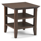 SIMPLIHOME Acadian SOLID WOOD 19 Inch Wide Square Transitional End Table in Farmhouse Brown, For the Living Room and Bedroom SIMPLIHOME