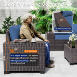 ASJMR 10 Pieces Patio Furniture Set with 2 Swivel Chairs Patio Furniture Outdoor Sectional Sofas with 55000 Gas Fire Pit Patio Conversation Set w/7 Cushions-Blue ASJMR