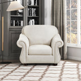 Lexicon Single Sofa Chair for Living Room Accent Chair, Textured Fabric Upholstered Armchair, Traditional Rolled Arm Chair, Comfy Chair for Bedroom/Office/Waiting Room, Beige Lexicon