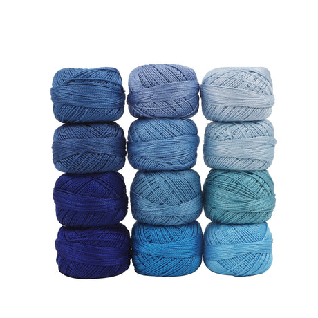 AMOHilos Size 8 Double Mercerized Egyptian Long Staple Cotton Pearl Thread 12 Gradient Colors per Box 5 Grams Ball Rainbow Color Embroidery Thread for Crochet Cross Stitch Hand Embroidery (12I) AMOHilos