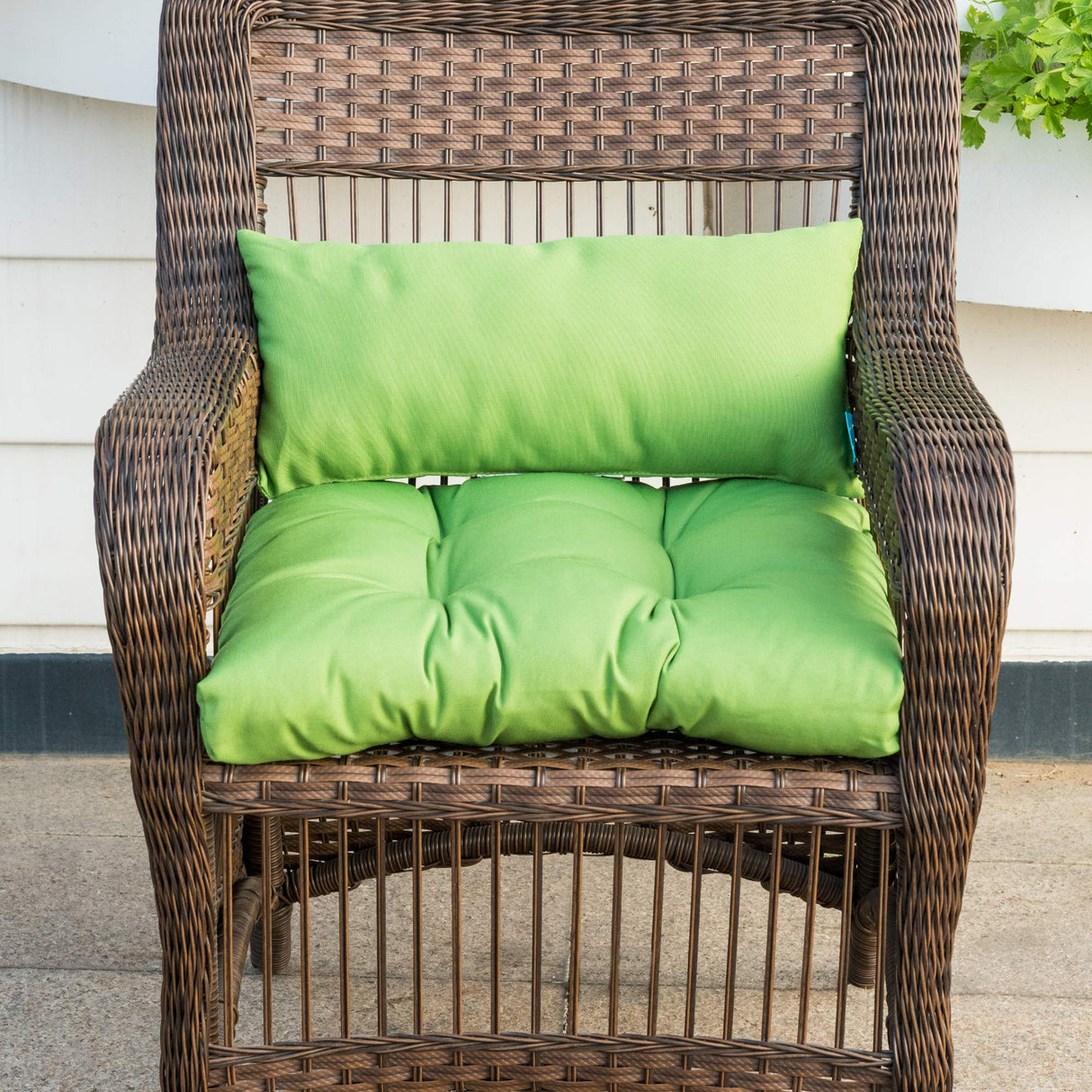 QILLOWAY Patio Cushions, 5 Piece Set - Outdoor Wicker Seat Cushions for Loveseat/Bench, All Weather, Green, Polyester Fill, Medium Firmness, Recyclable QILLOWAY