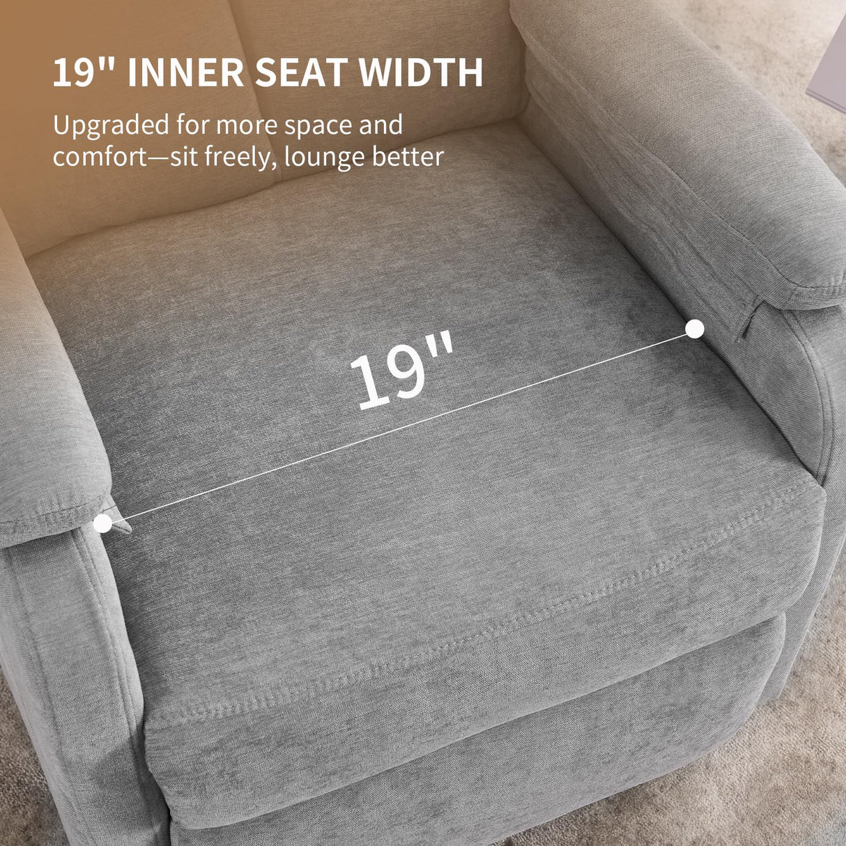 Zuacs Recliner Chairs, Swivel Rocking Chair Nursery, Glider Rocker Recliner Chair for Adults, Small Nursery Recliner for Living Room, Reclining with Modern-Designed Armrests, Upholstered Fabric Grey Zuacs