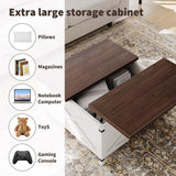 GarveeHome Hydraulic Lift Top Coffee Table with Hidden Storage, Farmhouse Industrial Style Accent Table, Sturdy Wood & Metal Construction, Safe Lift Mechanism, for Living Room Office GarveeHome