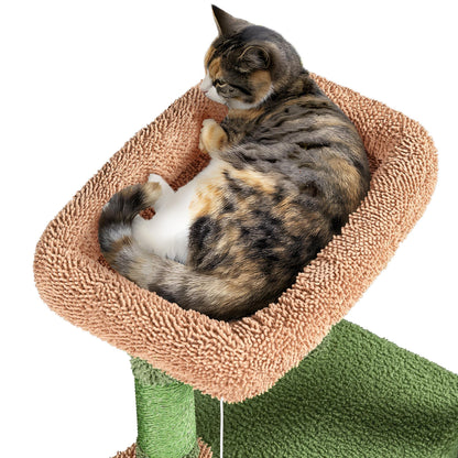 Yaheetech Cactus Cat Tree, 42in Cat Tower for Indoor Cats, Multi Level Cat Condo Scratching Post, Cat Activity Center Pet Furniture w/Ball, Plush Perch, Platform, Basket