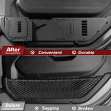 SHEAM Metal Front Door Pocket Storage Box Compatible with 2018-2025 Jeep Wrangler JL 2/4 Door 4XE Gladiator JT, Car Side Insert Organizer Box Interior Accessories Replaces Weak Saggy Net -2PCS SHEAM