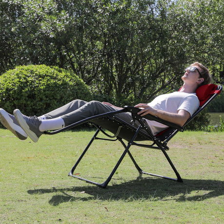 Colegence Oversized Padded Zero Gravity Lounge Chair, Foldable Patio Anti Gravity Reclining Chairs Folding Lawn Recliner with Cup Holder for Yard, Camping, Outdoor, Support 350 LBS, Burgundy Colegence