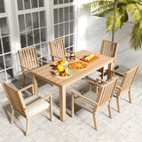 RoyalCraft Aluminum 7 Pieces Patio Dining Sets, Outdoor Dining Table with 6 Chairs, Outdoor Patio Dining Furniture Set with Removable Cushion for Lawn, Garden, Backyard, Brown RoyalCraft