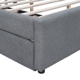 Favfurish Teddy Fleece Queen Size Upholstered Platform Bed with Trundle & LED Lights, Wooden Bedframe,No Box Spring Needed, w/Wood Slat Support,for Bedroom,Guest Room, Gray Favfurish