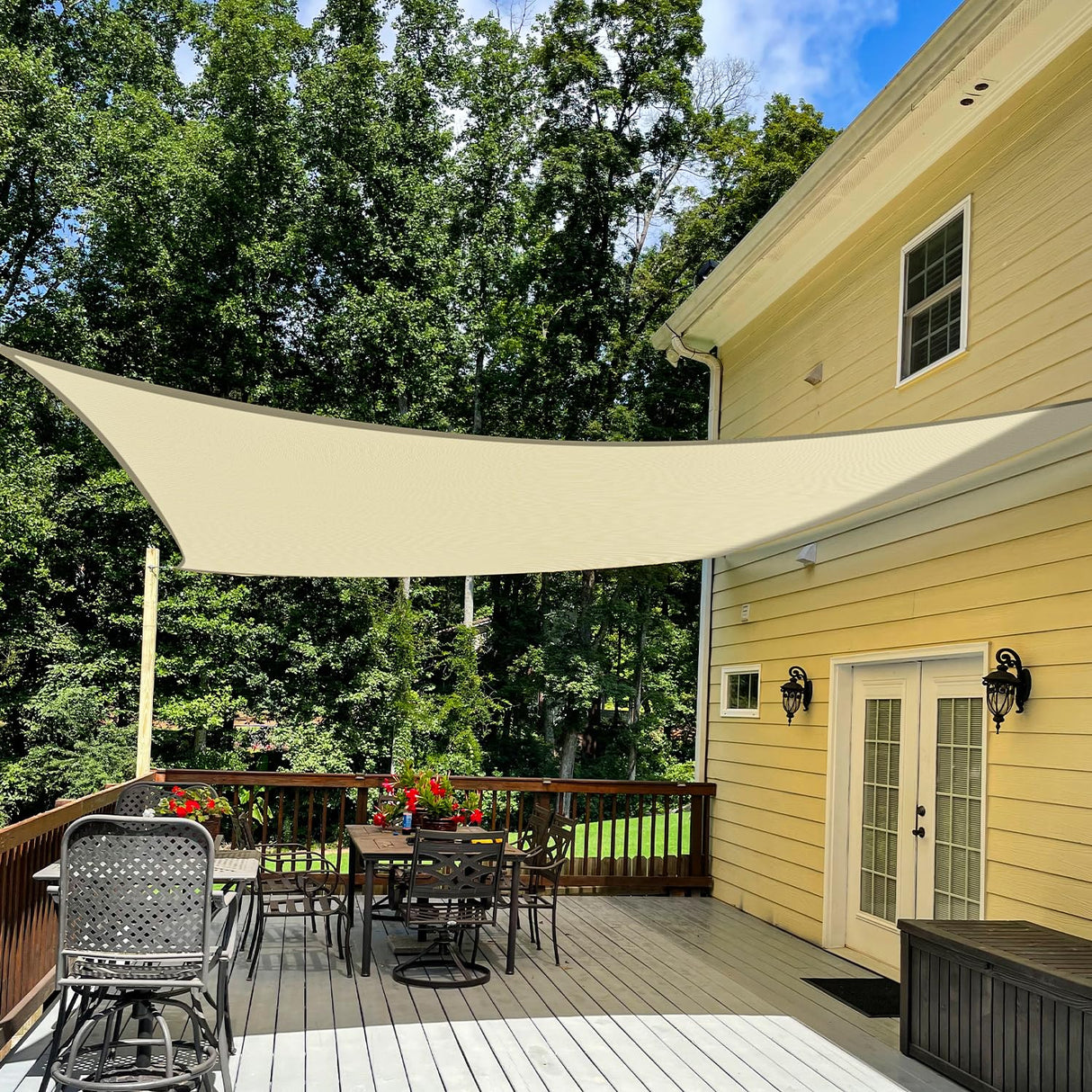 TANG Sunshades Depot Beige 14' x 18' Sun Shade Sail Rectangle Canopy Shade Cover UV Block for Backyard Pergola Porch Deck Garden Patio Outdoor Activities TANG
