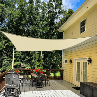 TANG Sunshades Depot Beige 14' x 18' Sun Shade Sail Rectangle Canopy Shade Cover UV Block for Backyard Pergola Porch Deck Garden Patio Outdoor Activities