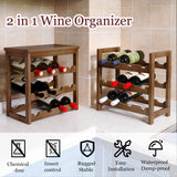 STELLSTAR 24-Bottle Wine Rack, 6 Tier Bamboo Wine Display Storage Shelves with Tabletop, Floor Freestanding Wine Bottle Holder with Wobble-Free Shelves, Walnut STELLSTAR