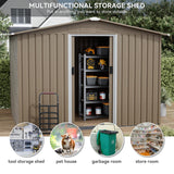 Kurapika Outdoor Storage Shed, 8x6FT Large Metal Tool House with Ventilation Opening and Lockable Sliding Door, for Garden, Patio, Backyard, Lawn Kurapika