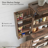 JXQTLINGMU 72" Tall Storage Cabinet, Farmhouse Pantry Cabinet with Door Shelves, Drawer and Magnetic Catches, Rustic Wood Organizer for Kitchen, Bathroom, Living Room, Rustic Brown JXQTLINGMU