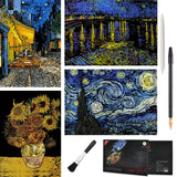 Scratch Art Rainbow Painting Paper, 4 Pcs Vincent Van Gogh Engraving Art & Craft Set, DIY Sketch Card Scratchboard for Kids & Adults, Cafe Terrace at Night, Sunflowers, Starry Night Over the Rhone(VG) VTEAS