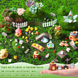 WinnerWhy 116 Pcs Fairy House Accessories Kit Miniature Garden Accessories Terrarium Decoration Mini Diorama Figurines Miniature Landscape Trees Simulated Succulents for DIY Garden Doll House Craft WinnerWhy