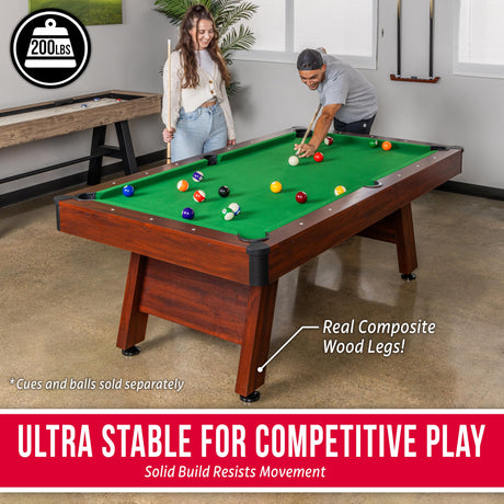 GoSports 7 ft Pool Table with Wood Finish - Billiards Game Room Table for Adults & Family - Accessories Not Included GoSports