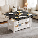 YITAHOME Coffee Table Lift Top, 4 in 1 Multi-Function Convertible Coffee Table with Drawers and Hidden Compartment, Converts to Dining Table for Living Room Home Office, Black Top YITAHOME
