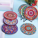 BSRESIN 8 Pcs Coasters with Holder, Mandala DIY Diamond Art Crafts for Adults, Small Diamond Painting Kits Accessories BSRESIN