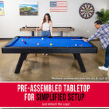 GoSports 8 ft Pool Table with Wood Finish - Modern Billiards Table with 2 Cue Sticks, Balls, Rack, 96"L x 51"W x 31.9"H, Felt Brush and Chalk GoSports