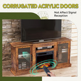 WLIVE Fireplace TV Stand for 65" TV, Entertainment Center with 18 Inch Electric Fireplace, TV Console with Open Shelves for Living Room, Rustic Brown WLIVE