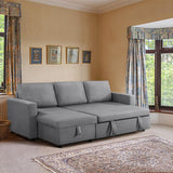 Yaheetech Sleeper Sofa Pull Out Sofa Bed 2 in 1 Sectional Sleeper Couches with Chaise L-Shaped Reversible Daybed with Pull Out Bed & Storage for Living Room Bedroom Apartment Light Gray Yaheetech