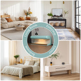 Haplized Entryway Bench with Motion Sensor LED Light, Modern Upholstered Ottoman with Metal Legs, Faux Leather Entryway Bench for Bedroom, Living Room, End of Bed (Antique Blue Green) Haplized