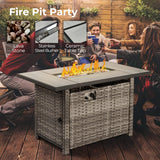 HOOOWOOO Patio Outdoor Sectional Furniture Sofa Set with Fire Pit Table,10 Piece L Shaped Wicker Couch Set with Swivel Chairs,Modern 8 Persons Summer Patio Conversation Set(Charcoal Gray) HOOOWOOO