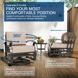 Kullavik Aluminum Patio Furniture Set,8 Pieces 10 Seat Metal Outdoor Furniture Conversation Set w/45 Propane Gas Fire Pit&Swivels,Sand Kullavik