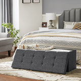 SONGMICS MAZIE Collection - 43 Inches Storage Ottoman, Foldable Storage Bench with Flipping Lid, 660 lb Load Capacity, for Entryway, Living Room, Bedroom, Dark Gray ULSF76GYZ SONGMICS