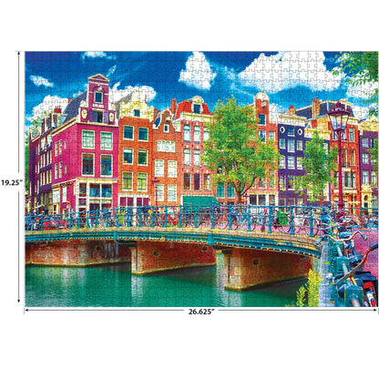 RoseArt - Kodak Premium - Colorful Waterfront Buildings, Amsterdam - 1000 Piece Jigsaw Puzzle for Adults