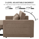 N NOORDENIYA 55.5" Fabric Convertible Sofa Bed, Pull Out Sleeper Sofa Bed, Loveseat Couch with Side Pocket, 3 in 1 Convertible Sleeper Sofa Bed for Living Room, Apartment, Bedroom, RV, Brown N NOORDENIYA