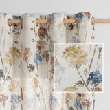 MYSKY HOME Floral Linen Curtains 84 inch Length 2 Panels Set Fall Patterned Semi Sheer Light Filtering Privacy Farmhouse Grommet Drapes for Living/Dining Room, Yellow, W52 x L84, Pack-2 MYSKY HOME