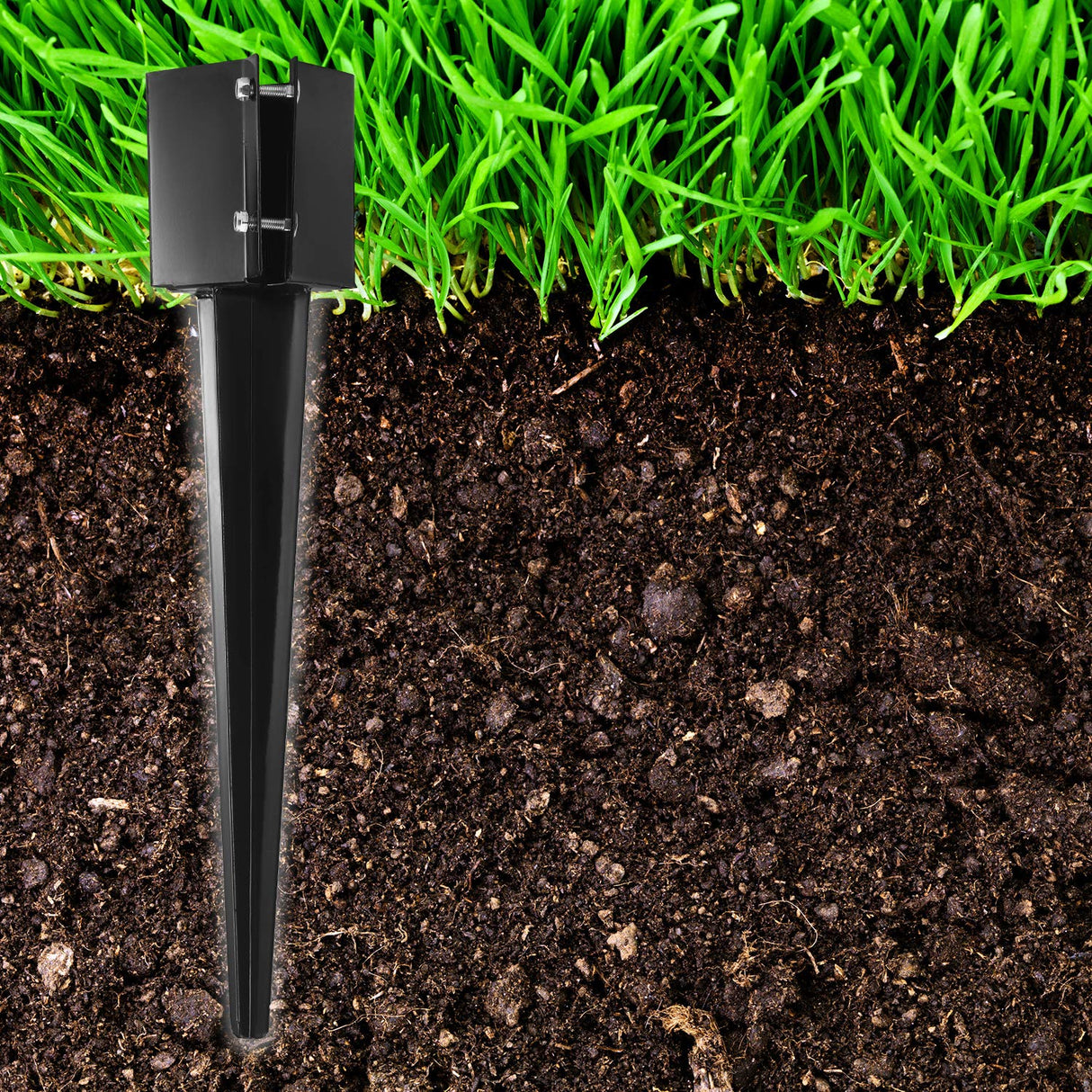 CRIZTA 8 Pcs 36" Heavy Duty 4x4 Fence Post Anchor Ground Spike Metal Black Powder Coated - Mailbox Post Anchors. Length: 36 inches, Outer Dimension: 4” x 4” (Fit 3.5” x 3.5” Square Wood Post) CRIZTA