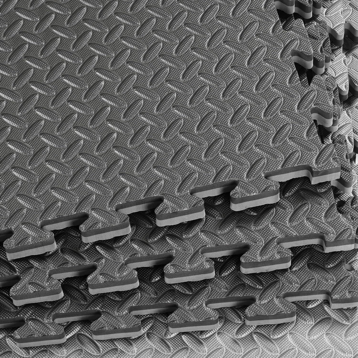 Xspec 1" Extra Thick 48 sq ft Reversible EVA Gym Foam Floor Mat Tiles (24" x 24"), Steel Pattern, 12 pcs, Black & Grey Xspec